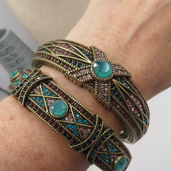 Heidi Daus Tapered X Stackable Mutlicolor Crystal Rhinestone Accent Bracelets - Picture 1 of 7